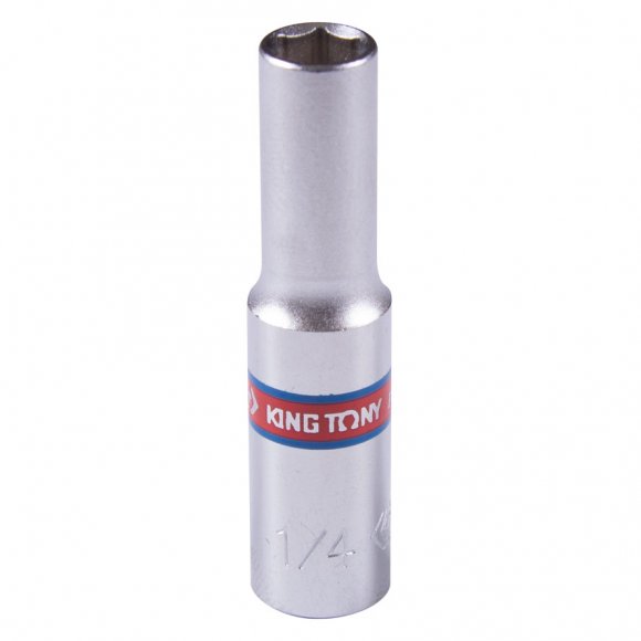Головка торцевая глубокая шестигранная 1/4", 1/4", дюймовая KING TONY 223508S