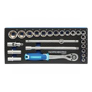 Набор головок с трещоткой в ложементе, 1/2", 24 предмета NORDBERG 2496024T Набор головок с трещоткой в ложементе, 1/2", 24 предмета NORDBERG 2496024T