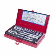 Набор торцевых головок с принадлежностями 1/4", шестигранные, 4-12 мм, 18 предметов KING TONY 2519MR Набор торцевых головок с принадлежностями 1/4", шестигранные, 4-12 мм, 18 предметов KING TONY 2519MR