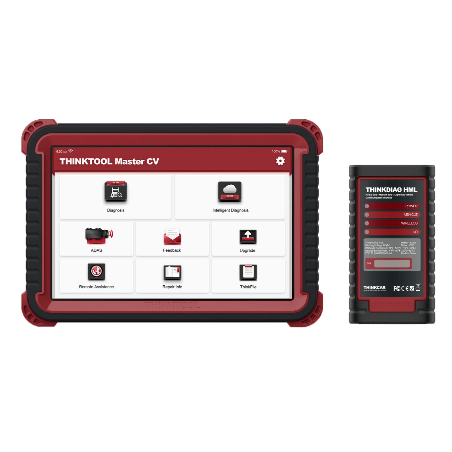 Сканер THINKTOOL Master CV, грузовой/спецтехника, 10", KWP2000, CAN, программирование