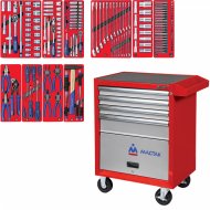 Набор инструментов "СТАНДАРТ" в красной тележке, 186 предметов МАСТАК 52-04186R
